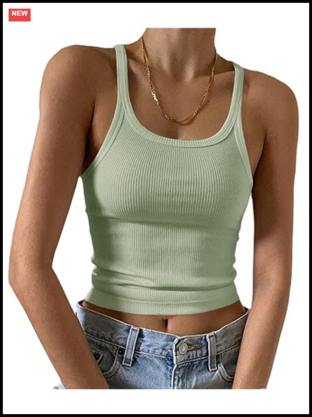 Women's Sleeveless Ribbed Knit Tank Top Scoop Neck Cami Fitted Stretch